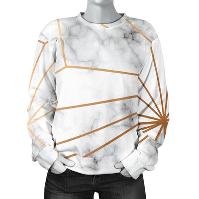 Gold Geometric Line Marble Women Crewneck Sweatshirt