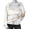 Gold Geometric Line Marble Women Crewneck Sweatshirt