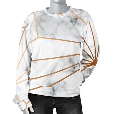 Gold Geometric Line Marble Women Crewneck Sweatshirt