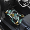 Gold Glitter Cyan Tropical Palm Leaves Front and Back Car Floor Mats