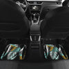 Gold Glitter Cyan Tropical Palm Leaves Front and Back Car Floor Mats