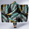 Gold Glitter Cyan Tropical Palm Leaves Hooded Blanket-JORJUNE.COM