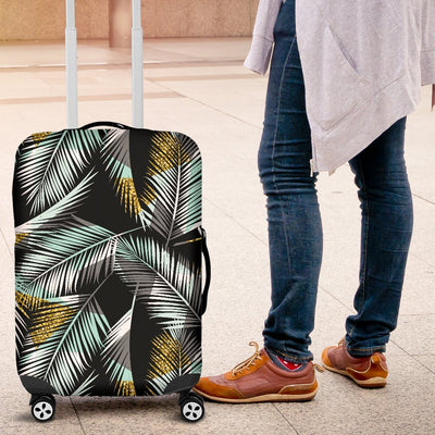 Gold Glitter Cyan Tropical Palm Leaves Luggage Protective Cover