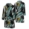 Gold Glitter Cyan Tropical Palm Leaves Men Bath Robe