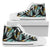 Gold Glitter Cyan Tropical Palm Leaves Men High Top Canvas Shoes