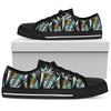 Gold Glitter Cyan Tropical Palm Leaves Men Low Top Canvas Shoes