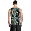 Gold Glitter Cyan Tropical Palm Leaves Men Tank Top