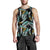 Gold Glitter Cyan Tropical Palm Leaves Men Tank Top