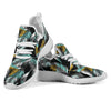 Gold Glitter Cyan Tropical Palm Leaves Mesh Knit Sneakers Shoes