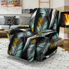 Gold Glitter Cyan Tropical Palm Leaves Recliner Slipcover-JORJUNE.COM