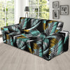 Gold Glitter Cyan Tropical Palm Leaves Sofa Slipcover-JORJUNE.COM