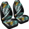 Gold Glitter Cyan Tropical Palm Leaves Universal Fit Car Seat Covers