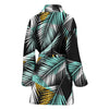 Gold Glitter Cyan Tropical Palm Leaves Women Bath Robe