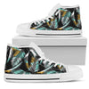 Gold Glitter Cyan Tropical Palm Leaves Women High Top Canvas Shoes