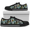 Gold Glitter Cyan Tropical Palm Leaves Women Low Top Canvas Shoes
