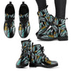 Gold Glitter Cyan Tropical Palm Leaves Women & Men Leather Boots