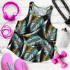 Gold Glitter Cyan Tropical Palm Leaves Women Racerback Tank Top