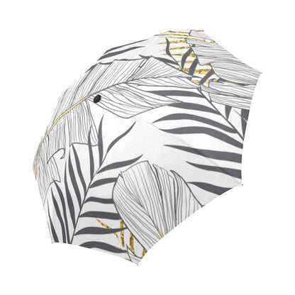 Gold Glitter Tropical Palm Automatic Foldable Umbrella