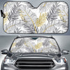Gold Glitter Tropical Palm Leaves Car Sun Shade-JorJune