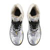 Gold Glitter Tropical Palm Leaves Faux Fur Leather Boots