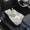 Gold Glitter Tropical Palm Leaves Front and Back Car Floor Mats