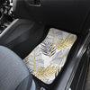 Gold Glitter Tropical Palm Leaves Front and Back Car Floor Mats