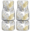 Gold Glitter Tropical Palm Leaves Front and Back Car Floor Mats