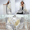 Gold Glitter Tropical Palm Leaves Hooded Blanket-JORJUNE.COM