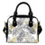 Gold Glitter Tropical Palm Leaves Leather Shoulder Handbag