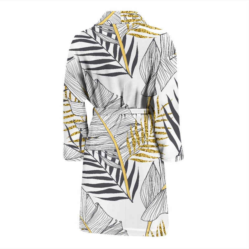 Gold Glitter Tropical Palm Leaves Men Bath Robe