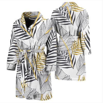 Gold Glitter Tropical Palm Leaves Men Bath Robe