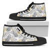Gold Glitter Tropical Palm Leaves Men High Top Canvas Shoes