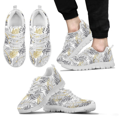 Gold Glitter Tropical Palm Leaves Men Sneakers