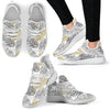 Gold Glitter Tropical Palm Leaves Mesh Knit Sneakers Shoes