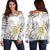 Gold Glitter Tropical Palm Leaves Off Shoulder Sweatshirt