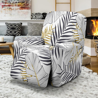 Gold Glitter Tropical Palm Leaves Recliner Slipcover-JORJUNE.COM