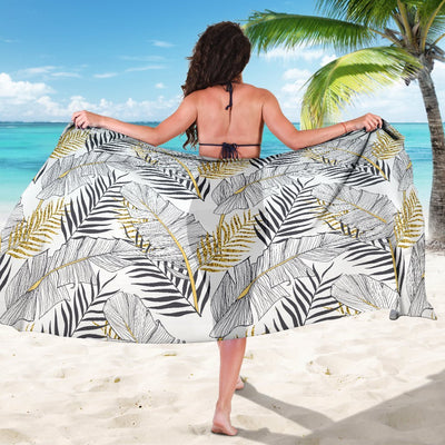 Gold Glitter Tropical Palm Leaves Beach Sarong Pareo Wrap