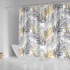 Gold Glitter Tropical Palm Leaves Shower Curtain