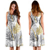 Gold Glitter Tropical Palm Leaves Sleeveless Mini Dress