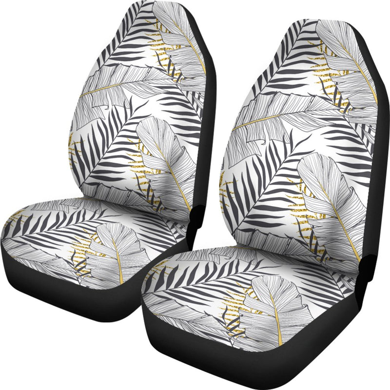 Gold Glitter Tropical Palm Leaves Universal Fit Car Seat Covers