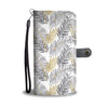 Gold Glitter Tropical Palm Leaves Wallet Phone Case