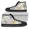 Gold Glitter Tropical Palm Leaves Women High Top Shoes