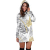 Gold Glitter Tropical Palm Leaves Women Hoodie Dress