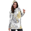 Gold Glitter Tropical Palm Leaves Women Hoodie Dress