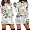 Gold Glitter Tropical Palm Leaves Women Hoodie Dress