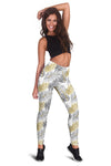 Gold Glitter Tropical Palm Leaves Women Leggings