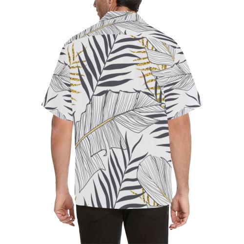 Gold Glitter Tropical Palm Men Hawaiian Shirt