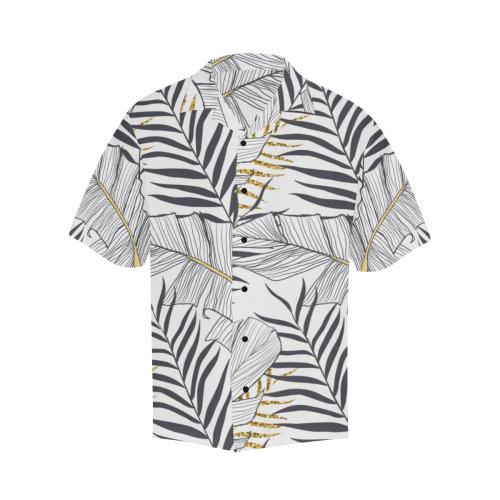 Gold Glitter Tropical Palm Men Hawaiian Shirt