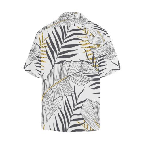 Gold Glitter Tropical Palm Men Hawaiian Shirt
