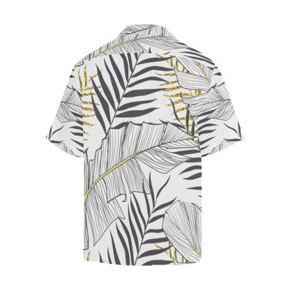 Gold Glitter Tropical Palm Men Hawaiian Shirt